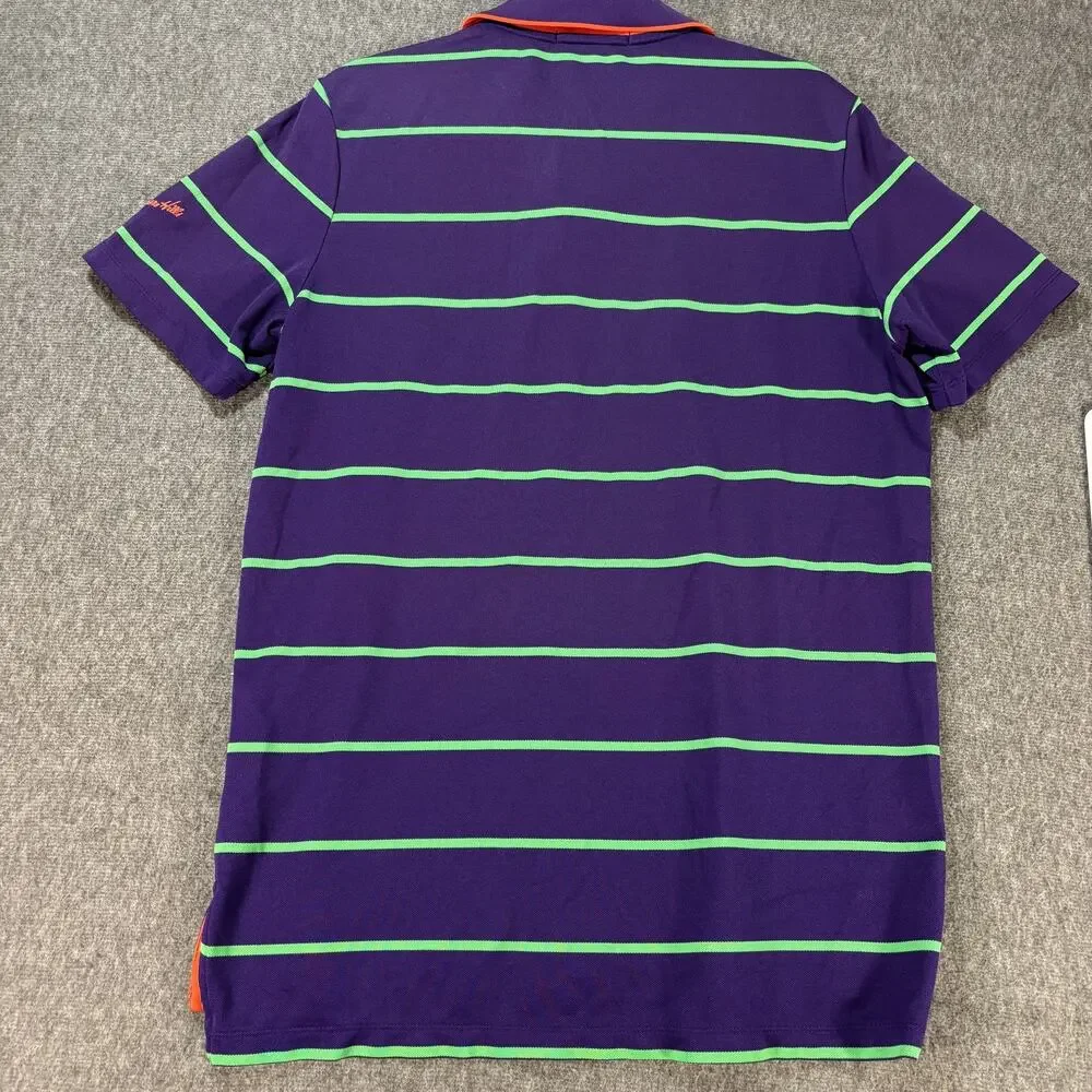 Ralph Lauren RLX Golf‎ Polo Men's M Purple Green Stripe Southern Hills Logo